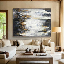 Load image into Gallery viewer, Oversized Gray - Gold Abstract Cityscape Acrylic for Sophisticated Hallway LargeART0299