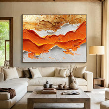 Load image into Gallery viewer, Textured Orange - Gold Abstract Mountain Painting DKH464
