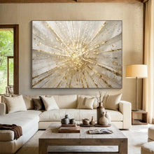 Load image into Gallery viewer, Golden Burst Hand-Painted Abstract Acrylic Art for Living Room Ceiling Accent LargeART1615