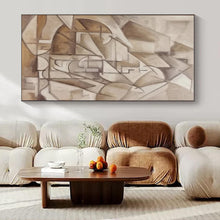 Load image into Gallery viewer, Brown & Gray Cubist Mountain Abstract Painting, Suited for Art Gallery & Modern Study LargeART1456