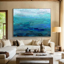 Load image into Gallery viewer, Blue Abstract Sea Painting On Canvas DKH377