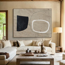 Load image into Gallery viewer, Minimalist Black, White, and Beige Shapes Abstract acrylic painting DLZ113