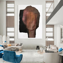 Load image into Gallery viewer, Mixed - Media Abstract Head Art, Dark - Toned Textured Collage for Edgy Studio & Dramatic Living Room LargeART2227
