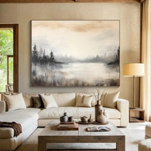Load image into Gallery viewer, Monochromatic Forest Lake Abstract Painting for Cabin Bedroom & Nature - Themed Study DKH329