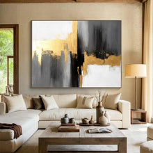 Load image into Gallery viewer, Hand - painted Abstract Gold - Accented Acrylic Art for Luxury Bedroom Decor LargeART1648