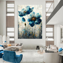 Load image into Gallery viewer, Floral Abstract Painting, Blue & Gray, Nature - Inspired Art for Bedroom & Boutique LargeART2169