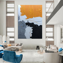 Load image into Gallery viewer, “Colorful Line and Shape Abstract” - Orange, Black, Grey, White Abstract Art on Canvas DKH1334