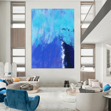 Load image into Gallery viewer, Abstract Painting, Cool Blue Textured Art - Ideal for Home Office & Study Room LargeART2334
