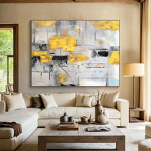 Load image into Gallery viewer, Gray and Yellow Abstract Painting for Contemporary Living Room & Creative Studio DKH285