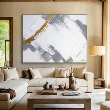 Load image into Gallery viewer, Gold, Gray, and White Abstract Painting for Luxury Living Room & Modern Gallery DKH317