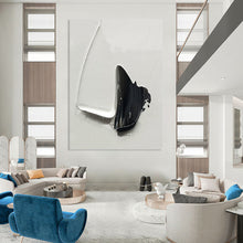 Load image into Gallery viewer, “Black and White Impasto Forms” - Minimalist Shaped Art on Canvas DKH1671
