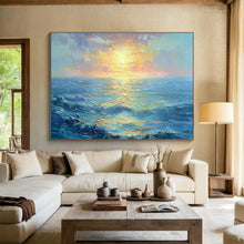 Load image into Gallery viewer, Impressionistic Sunset Seascape Painting on Canvas - “Golden Horizons” DKH760