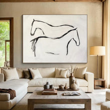 Load image into Gallery viewer, Minimalist Horse Silhouette Painting on Canvas - “Elegant Equines” DKH751