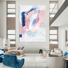 Load image into Gallery viewer, “Pastel Play” - Pink, blue, white with bold brushstrokes and lines DTP155
