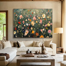 Load image into Gallery viewer, Colorful Wildflower “Meadow Magic” Painting on Canvas, Lively Floral Landscape DKH809