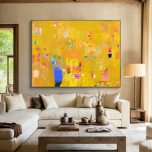 Load image into Gallery viewer, Bright Yellow Abstract Energy Painting for Sunny Kitchen & Creative Studio DKH038