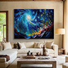 Load image into Gallery viewer, Starry Night “Swirling Cosmos” Painting on Canvas, Ethereal Celestial Art DKH885