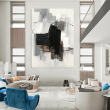 Load image into Gallery viewer, “Abstract Black and White Expressions” - Black, White, Grey Abstract Art on Canvas DKH1275