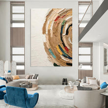 Load image into Gallery viewer, “Colorful Impasto Swirl” - Beige, Multi - Color Abstract Art on Canvas DKH1118