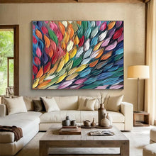 Load image into Gallery viewer, Colorful Feather - Like Abstract Painting on Canvas - “Wings of Color” DKH689