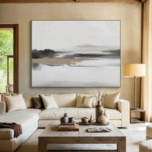 Load image into Gallery viewer, Monochrome Landscape “Serene Mist” Painting on Canvas, Minimalist Art DKH911