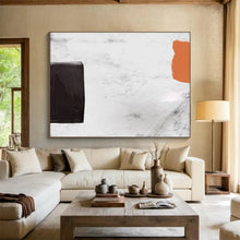 Load image into Gallery viewer, Bold Black - White - Orange Abstract Acrylic painting DLZ146