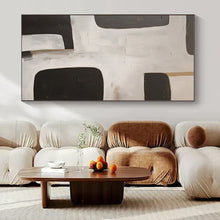 Load image into Gallery viewer, Black & White Geometric Block Abstract Painting, Ideal for Modern Minimalist Office & Monochrome Living Room LargeART1374