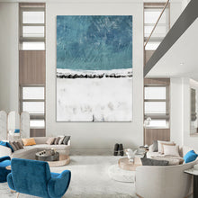 Load image into Gallery viewer, Blue - White Abstract Field Painting, Suited for Nature - Inspired Living Room & Calm Study LargeART2025