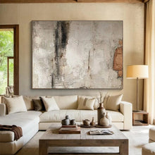 Load image into Gallery viewer, Hand - Painted Gray - White Textured Abstract Acrylic Art for Industrial - Style Living Room Wall LargeART1625