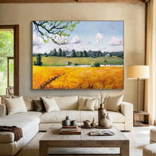 Load image into Gallery viewer, “Rural Serenity” - Realistic - style Abstract Acrylic of a Countryside, For Farmhouse and Patio DLZ208
