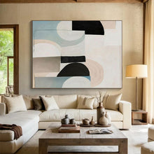 Load image into Gallery viewer, Pastel Geometric Collage Acrylic Art - Ideal for Feminine - inspired Boudoir & Calming Meditation Space LargeART0672