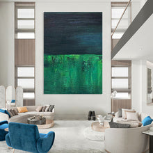 Load image into Gallery viewer, “Dark Green and Blue Layers” - Green, Blue Abstract Art on Canvas DKH1201