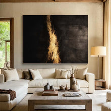Load image into Gallery viewer, Grand Hand - painted Dark and Gold Abstract Mystery Acrylic Art for Luxe - Themed Home Theaters LargeART0230