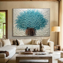 Load image into Gallery viewer, “Blue Blossom Tree” - Textured Abstract Acrylic of a Floral Tree, Suits Bedroom and Conservatory DLZ213