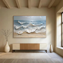 Load image into Gallery viewer, Impasto “Crashing Ocean Waves” Painting on Canvas, Dramatic Seaside Art DKH796