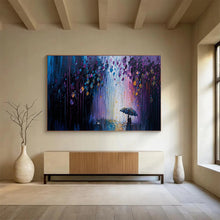 Load image into Gallery viewer, Rainy Night “Colorful Downpour” Painting on Canvas, Romantic Weather Art DKH876