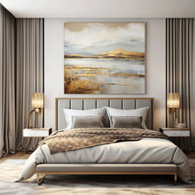 Load image into Gallery viewer, Golden Landscape Abstract Canvas Painting, Suited for Serene Living Room & Art - Inspired Hotel Suite LargeART1256