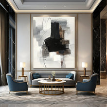 Load image into Gallery viewer, “Monochrome Abstract Gestures” - Black, White, Grey Abstract Art on Canvas DKH1280