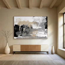 Load image into Gallery viewer, Gray, Black, And Gold Abstract Painting On Canvas DKH448