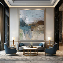 Load image into Gallery viewer, Blue - Grey Toned Abstract Layered Painting, Ideal for Modern Office Lounge & Calm Bedroom LargeART1923