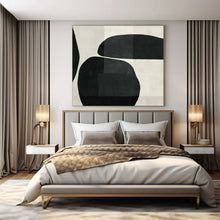 Load image into Gallery viewer, Black & White Rounded Abstract Painting, Perfect for Modern Living Room & Art - Themed Library LargeART1448