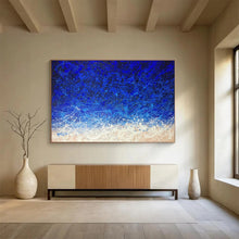 Load image into Gallery viewer, Blue Splash “Night Sky Ocean” Painting on Canvas, Celestial Abstract Art DKH844