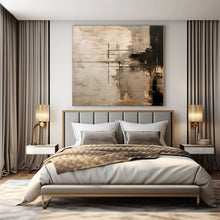 Load image into Gallery viewer, Neutral Tones with Linear Accents Abstract Canvas Painting, Perfect for Minimalist Living Room & Calm Office LargeART1215
