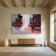 Load image into Gallery viewer, Red - Gray Urban Reflection Abstract Painting for Modern Office & Industrial Loft DKH263