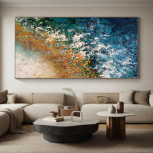Load image into Gallery viewer, Hand - painted Generous - sized Blue and Orange Textured Abstract Acrylic Art for Modern Showrooms LargeART0010