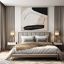 Load image into Gallery viewer, Abstract Figure with Black - White Shapes 2 Abstract Canvas Painting, Ideal for Contemporary Living Room & Art - Themed Office LargeART1142