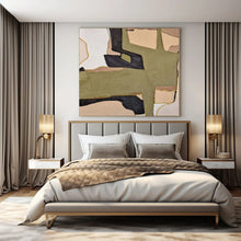 Load image into Gallery viewer, Oversized Hand - painted Earthy Tones Geometric Collage Acrylic Art for Bohemian - Modern Living Spaces LargeART0169