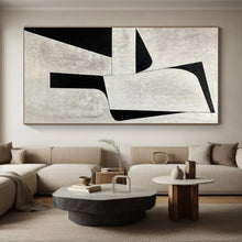 Load image into Gallery viewer, Black and White Geometric Forms Acrylic Art - Perfect for Minimalist Hallway & Contemporary Office LargeART0671