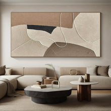 Load image into Gallery viewer, Repeated Beige and Brown Geometric with White Lines Acrylic Art - Perfect for Minimalist Hallway & Serene Waiting Room LargeART0661