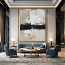 Load image into Gallery viewer, “Neutral Textures & Bold Black Stroke” Abstract Minimalist Painting on Canvas, Modern Wall Decor Essential DKH976
